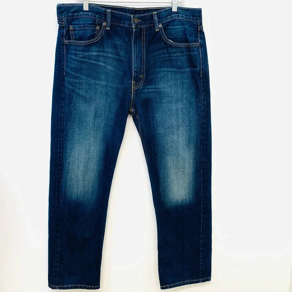 Levis 505 Jeans Men 38  Inseam 29"  Blue Fade Straight 100% Cotton Casual Work‎